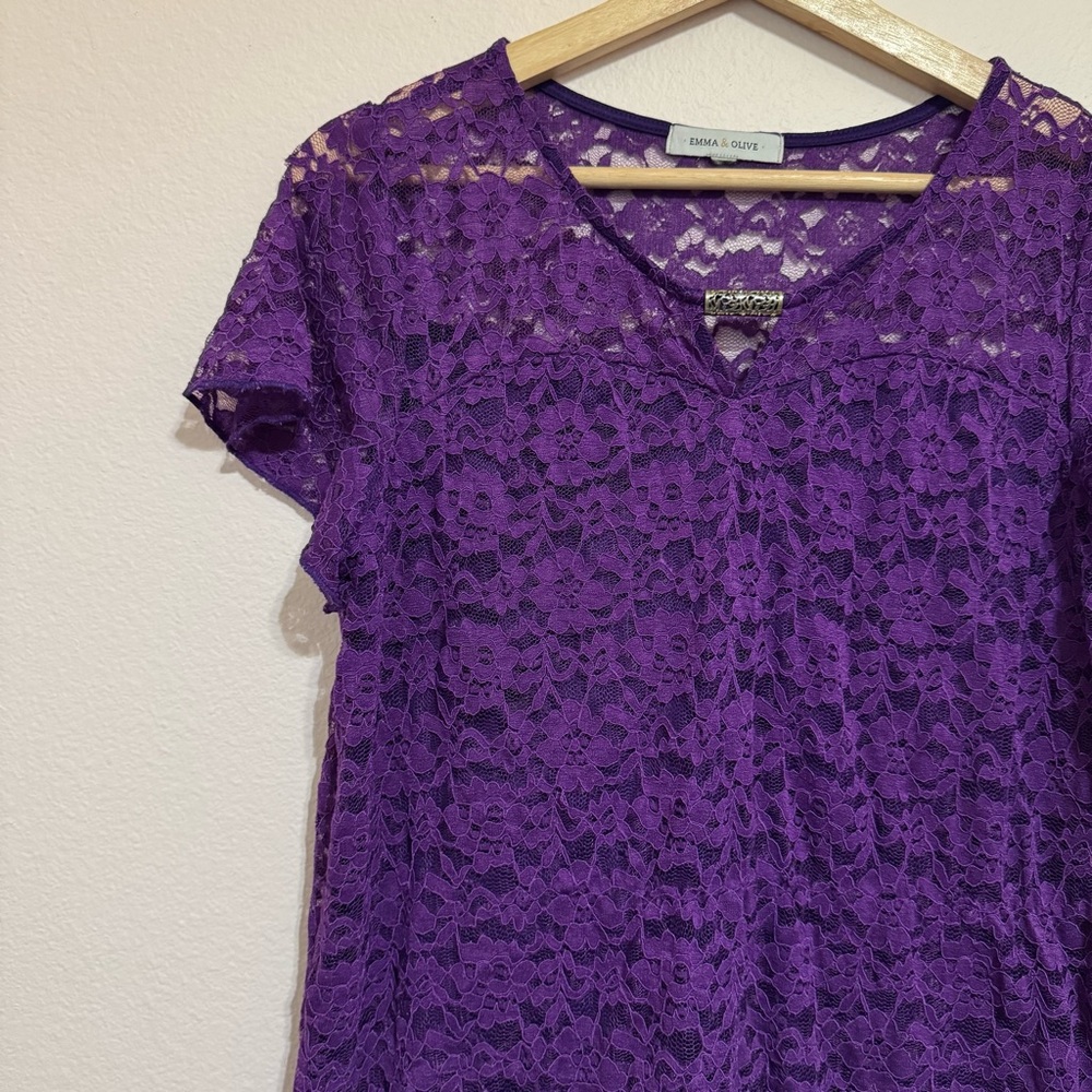 Emma & Olive Purple Lace Top